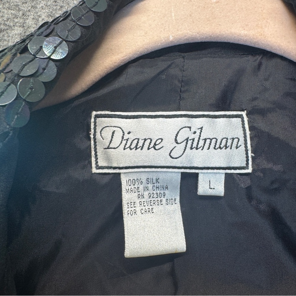 Diane Gilman 100%‎ silk sequins jacket L NWT - Picture 7 of 16